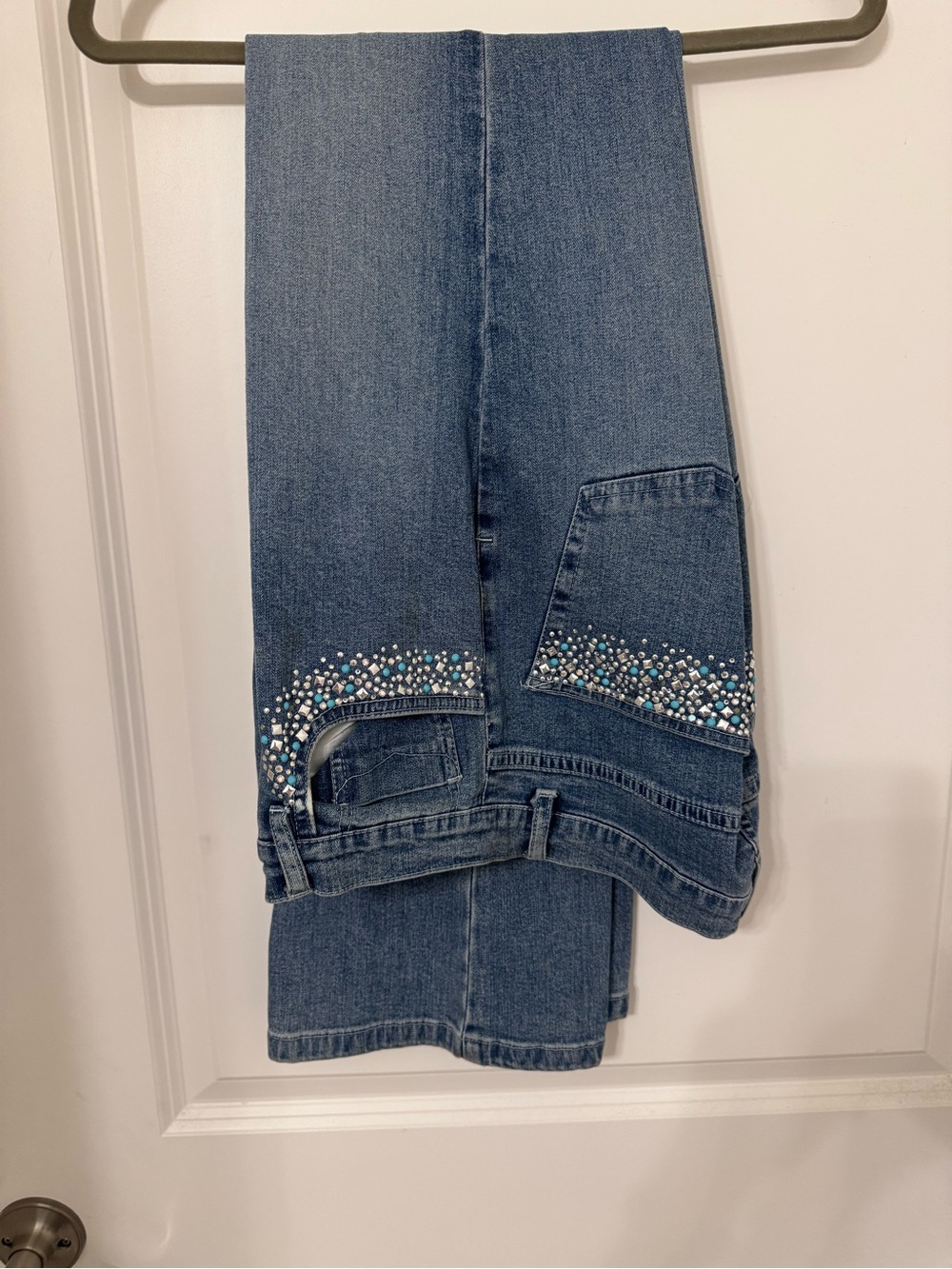 Christine Alexander Medium Blue Bootcut Jeans with Turquoise & Silver Accents